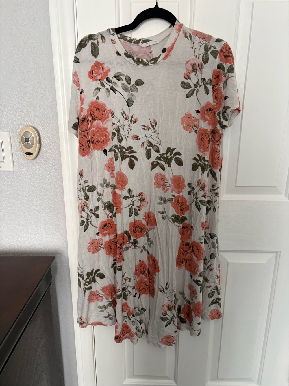 Floral Midi Dress with Coral Rose Print